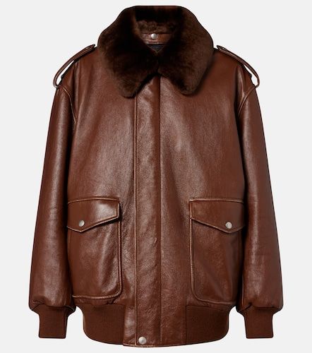 Prada Bomber in pelle con shearling - Prada - Modalova