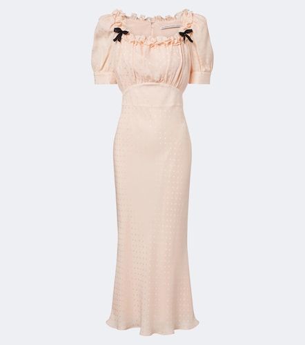 Abito midi in seta jacquard con fiocco - Alessandra Rich - Modalova