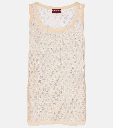 Tank top in seta con cristalli GG - Gucci - Modalova