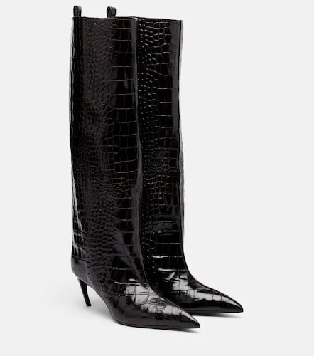 Lea croc-effect leather knee-high boots - The Attico - Modalova