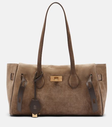 Medium suede shoulder bag - Brunello Cucinelli - Modalova