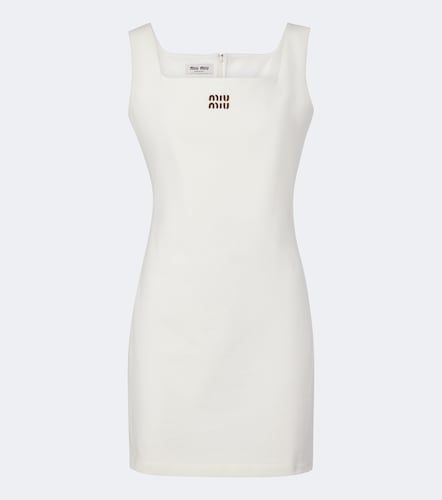 Vestido corto de jersey de algodón con piel - Miu Miu - Modalova