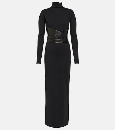 AlaÃ¯a Leather-trimmed jersey maxi dress - Alaia - Modalova