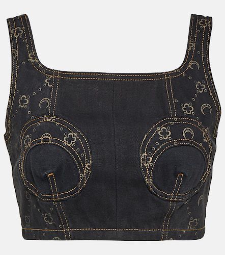 Regenerated cropped denim bustier - Marine Serre - Modalova