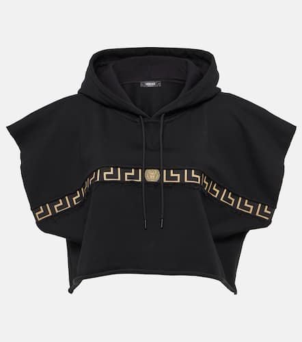 Greca Border jersey cropped hoodie - Versace - Modalova