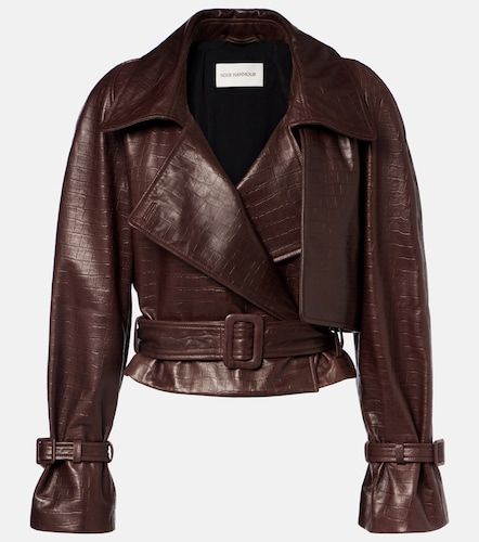 Hatti croc-effect leather jacket - Nour Hammour - Modalova