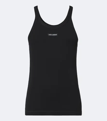 Logo ribbed-knit cotton tank top - Dolce&Gabbana - Modalova