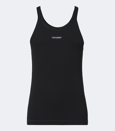 Top in maglia di cotone a coste con logo - Dolce&Gabbana - Modalova