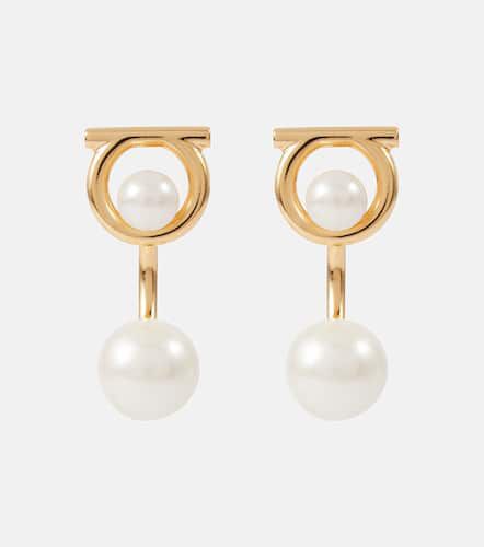 Gancio drop earrings with faux pearls - Ferragamo - Modalova