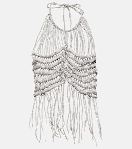 Crystal-embellished crochet top - Giuseppe di Morabito - Modalova