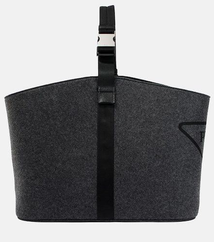 Logo leather-trimmed felt log carrier - Prada - Modalova