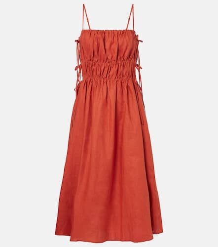 Asceno Eze ruched linen midi dress - Asceno - Modalova