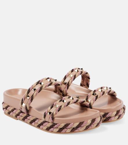 Rockstud Torchon leather-trimmed sandals - Valentino Garavani - Modalova