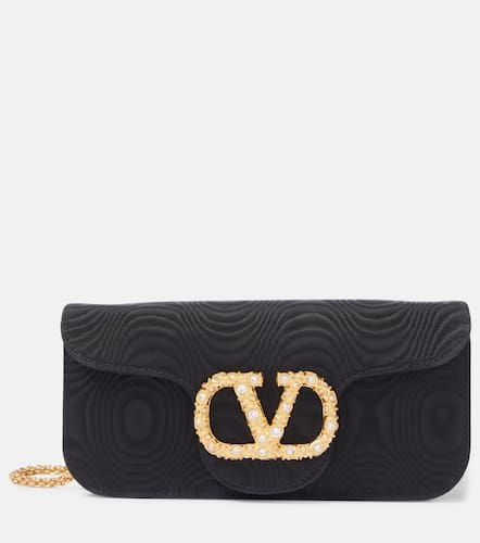 Clutch VLogo Signature aus Moiré mit Zierperlen - Valentino Garavani - Modalova