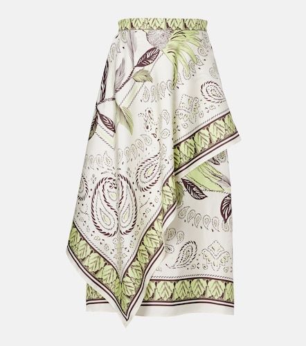 Falda midi de satén de seda estampada - Tory Burch - Modalova