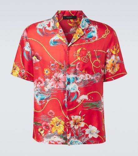Camicia bowling in seta con stampa floreale - Gucci - Modalova