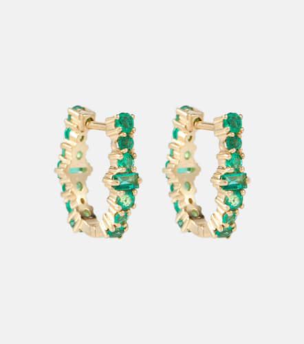Rivulet 18kt gold hoop earrings with emeralds - Ileana Makri - Modalova