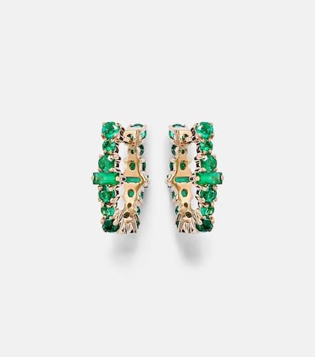 Rivulet 18kt gold hoop earrings with emeralds - Ileana Makri - Modalova