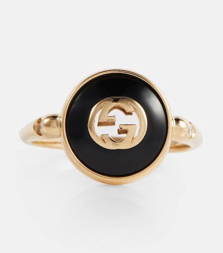 Interlocking G 18kt ring with onyx and white diamonds - Gucci - Modalova