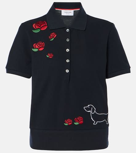 Embroidered cotton-blend piquÃ© polo shirt - Thom Browne - Modalova