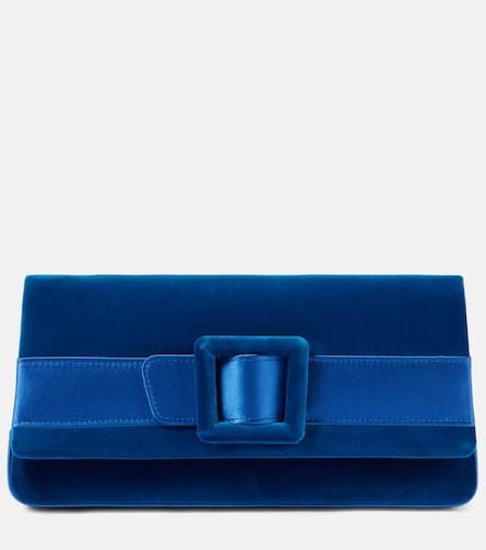 Maygot satin-trimmed velvet clutch - Manolo Blahnik - Modalova