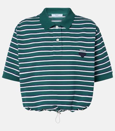 Striped cropped cotton polo shirt - Prada - Modalova