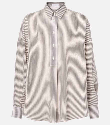 Camicia in lino e seta a righe - Brunello Cucinelli - Modalova