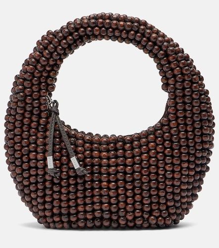 Reef Small beaded leather-trimmed top-handle bag - Staud - Modalova
