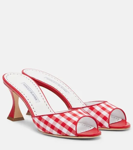 Jadara leather-trimmed gingham mules - Manolo Blahnik - Modalova