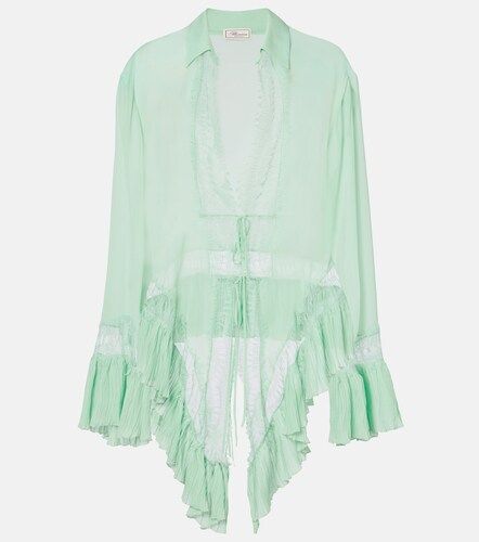 Camisa de georgette semitransparente con encaje - Blumarine - Modalova