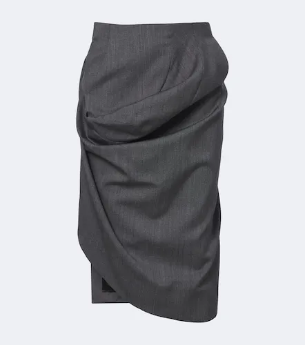 Draped asymmetric virgin wool midi skirt - Victoria Beckham - Modalova