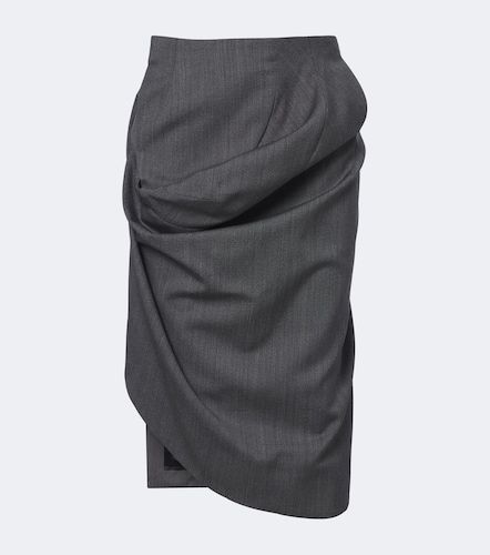 Draped asymmetric virgin wool midi skirt - Victoria Beckham - Modalova