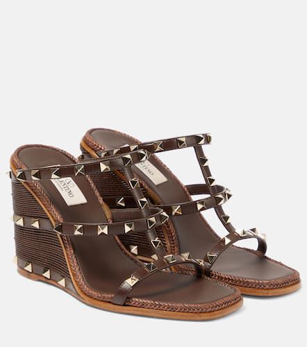 Rockstud leather espadrille wedges - Valentino Garavani - Modalova