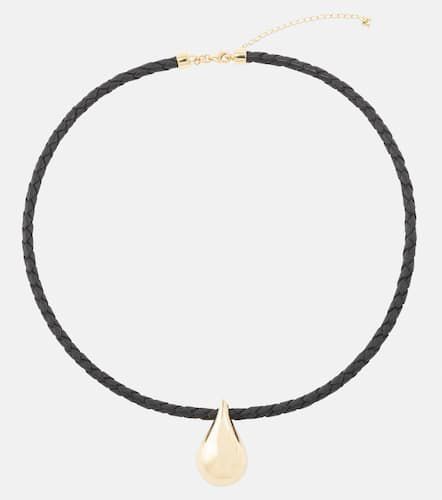 Water Droplet 14kt and leather necklace - Mateo - Modalova