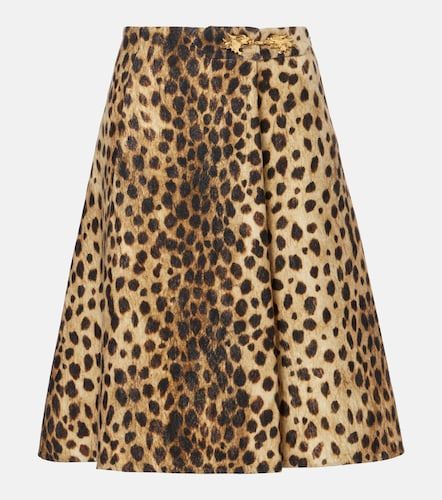 Leopard-print wool midi skirt - Valentino - Modalova