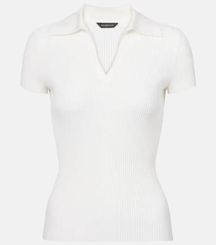Ribbed-knit wool-blend polo sweater - Balenciaga - Modalova
