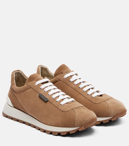 Sneakers in suede con monili - Brunello Cucinelli - Modalova