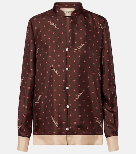 Camisa de pijama de seda estampada con logo - Valentino Garavani - Modalova