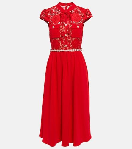 Lace-trimmed crÃªpe midi dress - Self-Portrait - Modalova