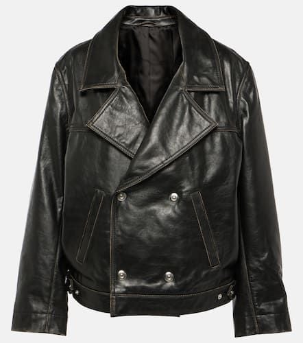 Oversized leather jacket - Victoria Beckham - Modalova