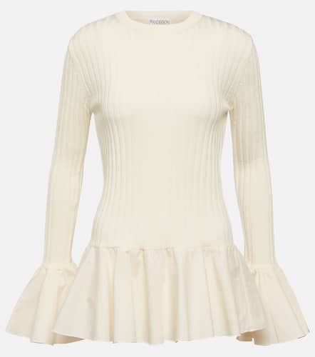 Ruffled ribbed-knit wool sweater - JW Anderson - Modalova