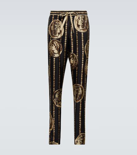 Pantaloni regular in seta con stampa - Dolce&Gabbana - Modalova