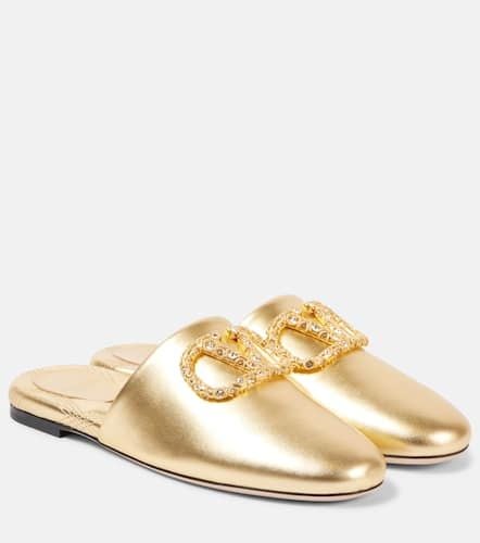 VLogo Signature metallic leather slippers - Valentino Garavani - Modalova