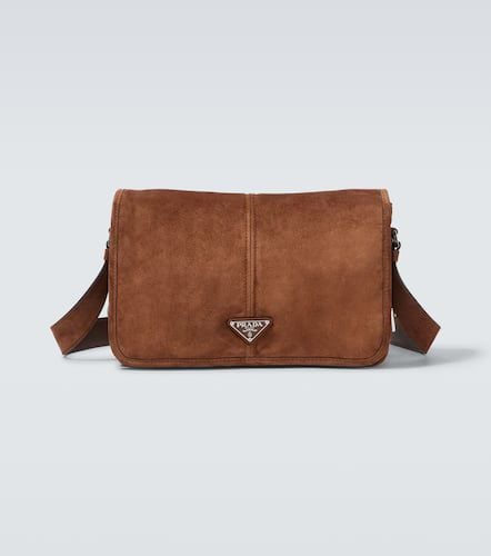 Borsa a tracolla in suede con logo - Prada - Modalova