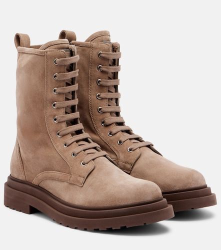 Stivali stringati in suede - Brunello Cucinelli - Modalova