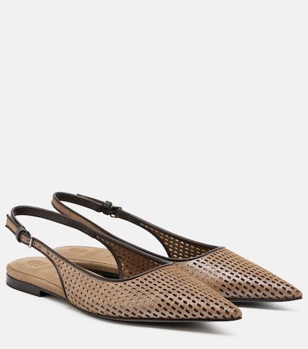 Perforated leather slingback flats - Brunello Cucinelli - Modalova