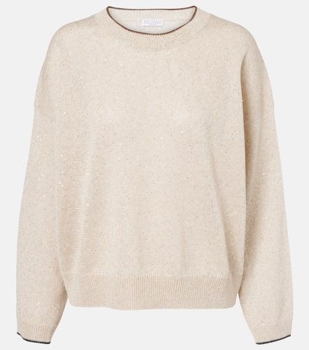 Pullover aus einem Leinengemisch mit Pailletten - Brunello Cucinelli - Modalova