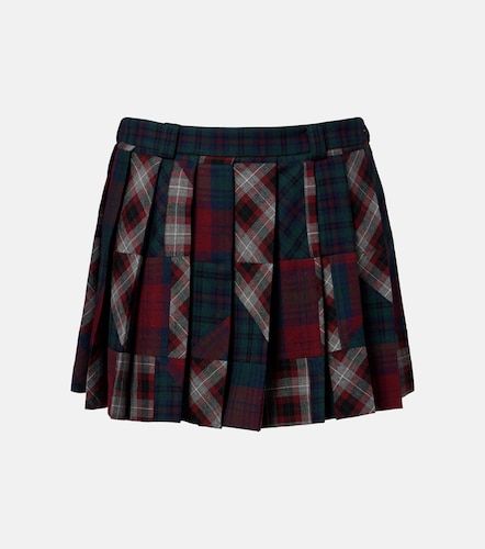 Patchwork plaid virgin wool miniskirt - Miu Miu - Modalova