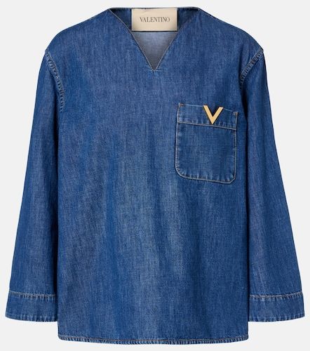 Top de chambray de algodón con VGold - Valentino Garavani - Modalova