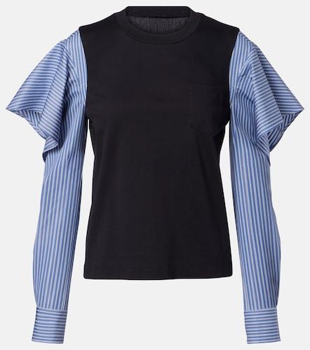 Camicia in jersey di cotone e popeline a righe - Sacai - Modalova